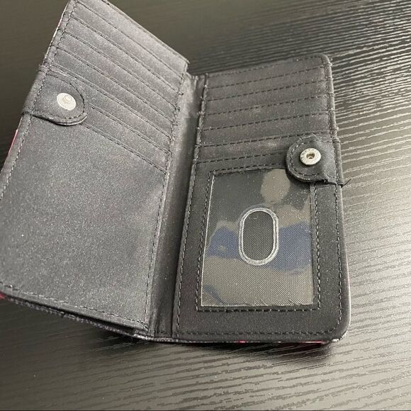 Floral Plastic Slim 12 Credit Card Inside Snap Wallet with Zip Change Pocket - Picture 8 of 11